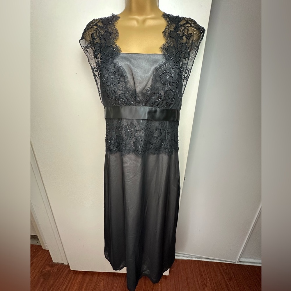 JS Collections Black Sheer Mesh Lace Beaded Overlay Whimsigoth Fairy‎ Dress M?